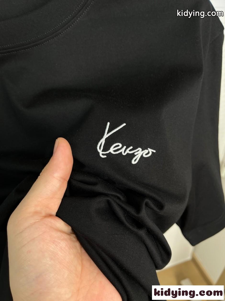 カジュアル 洗練された ロゴ刺繍 半袖Tシャツ ケンゾー Tシャツ コピー ブラック-3
