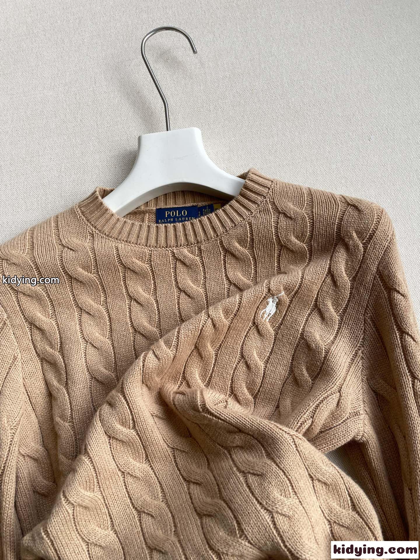 定番 人気 ラルフローレン セーター 偽物 ロゴ刺繍 ケーブル編み クルーネック カーキ-2