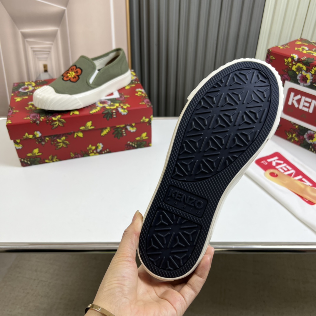 KENZOSCHOOL メンズ スリッポン スニーカー ケンゾー スニーカー コピー グリーン-3