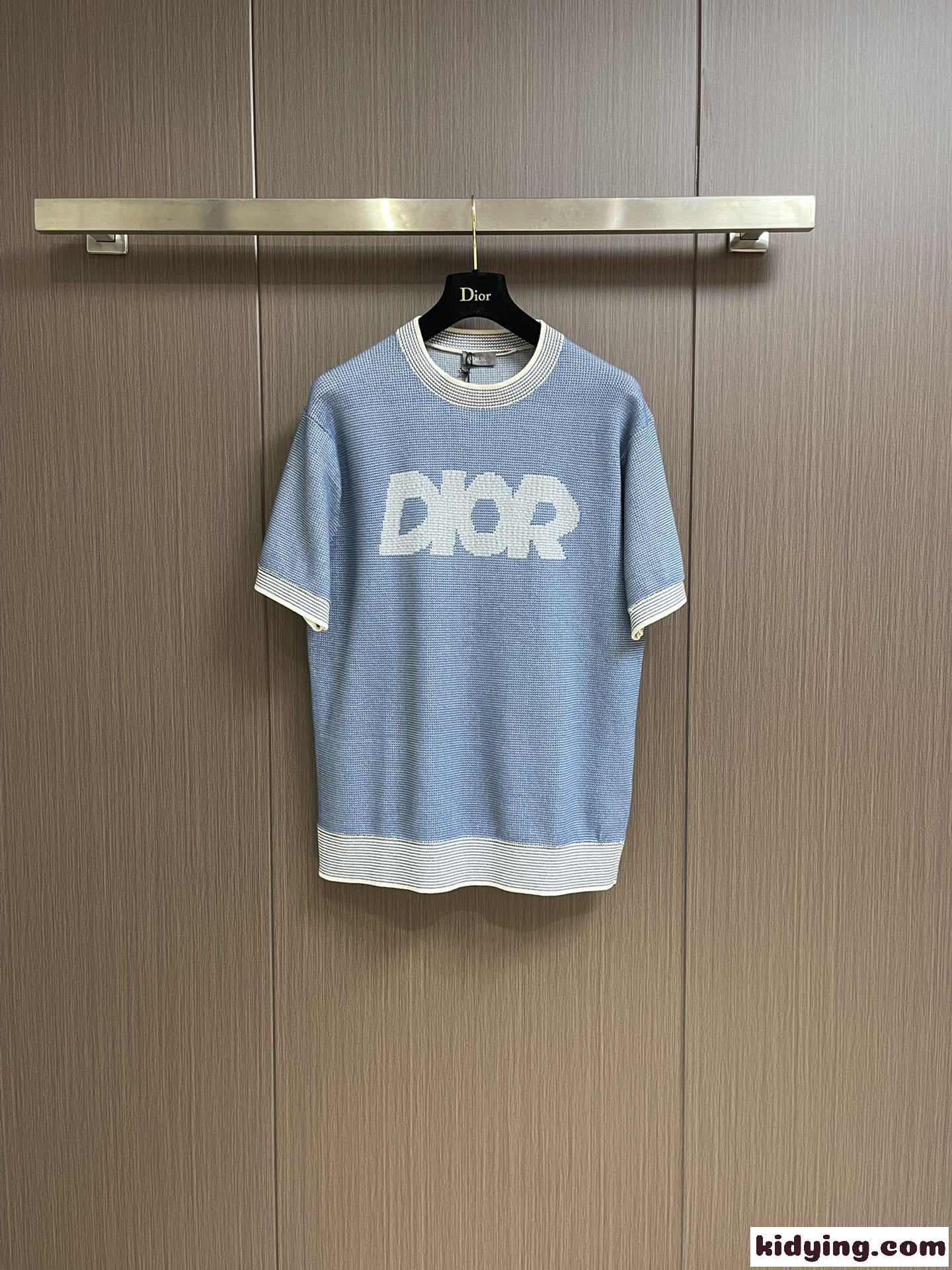 おしゃれ Dior Italic ニットTシャツ クリスチャン・ディオール ニットウェア コピー ブルー-2