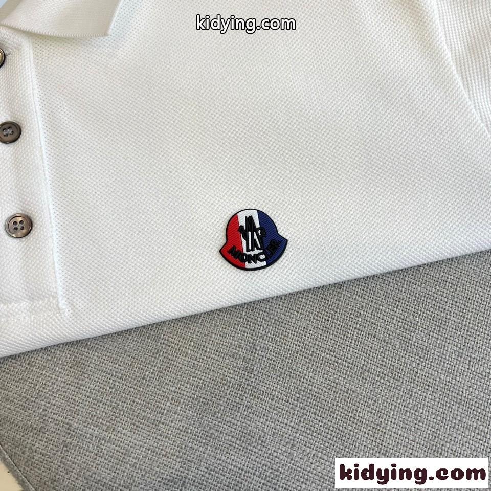 洗練された シンプル ロゴ 半袖 ポロシャツ モンクレール Tシャツ 偽物 ホワイト-4