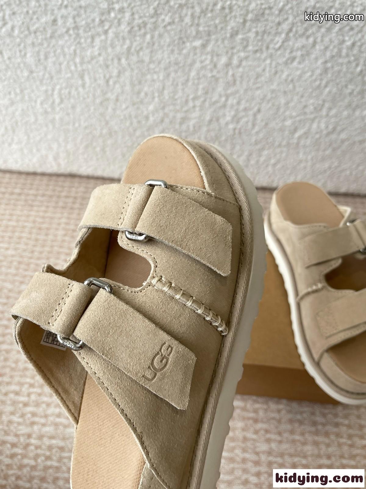 カジュアル スエード 厚底 レディースシューズ アグ サンダル コピー ベージュ-1