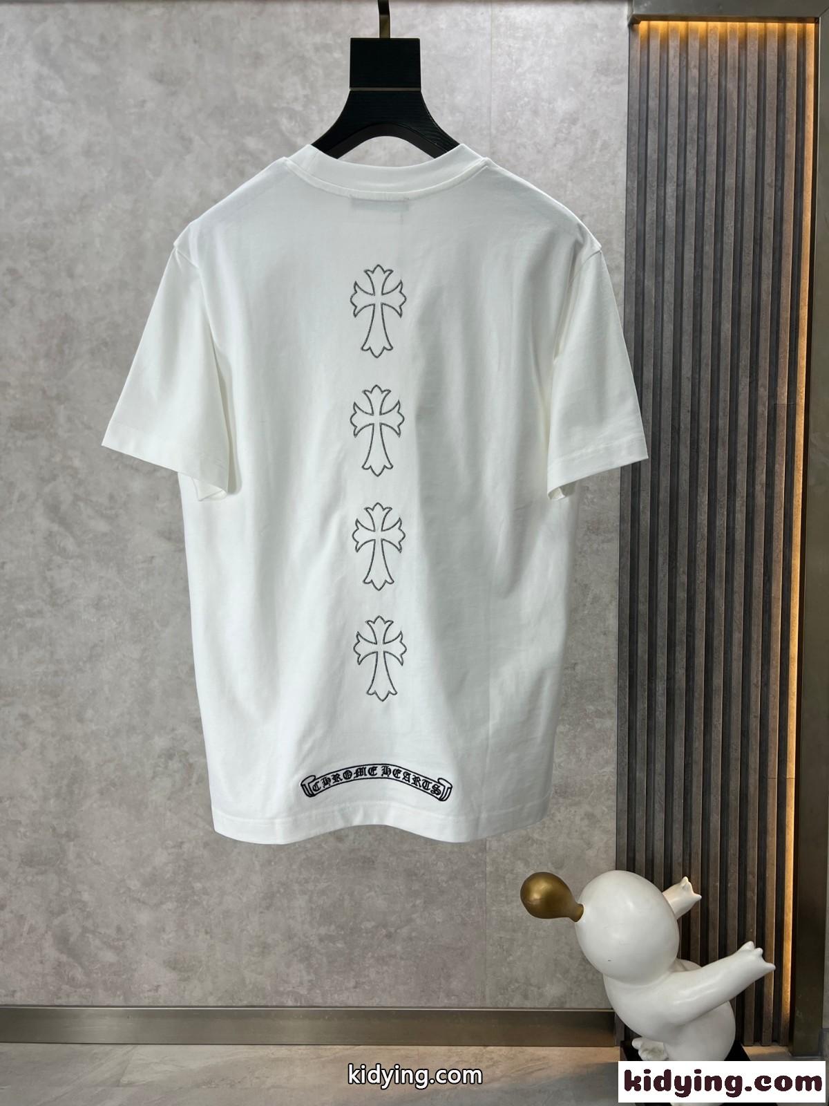 カジュアル クロムハーツ Tシャツ 偽物 クルーネック 半袖Tシャツ ホワイト-1