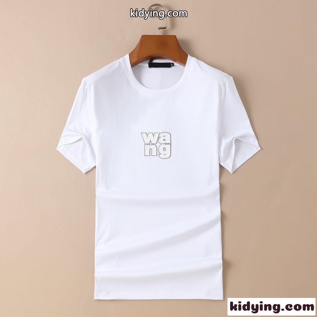 シンプル ロゴ 快適 クルーネック アレキサンダーワング Tシャツ コピー 半袖 春夏 トップス メンズ ホワイト ブラック-2