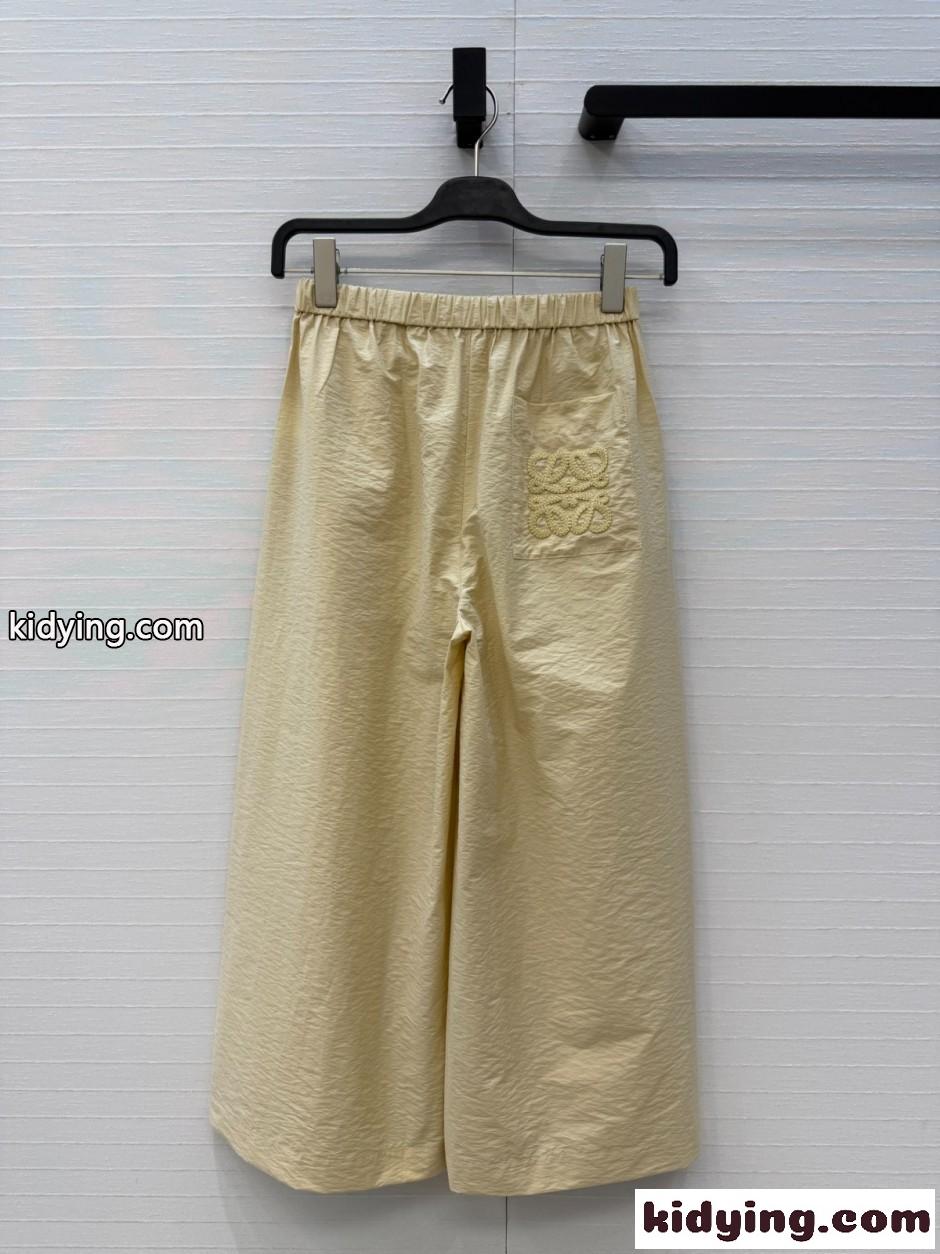 アナグラム コットン ドローストリングワイドパンツ ロエベ パンツ 偽物 イエロー-3