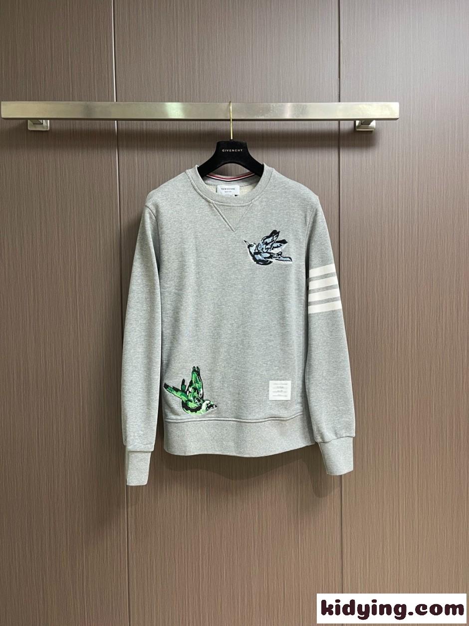 バード刺繍 コットン クルーネック スウェットシャツ トムブラウン Tシャツ 偽物-0