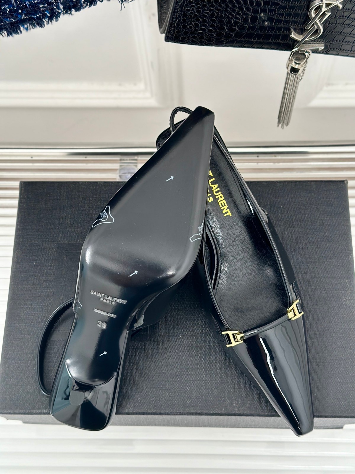 カリーヌ スリングバックパンプス イヴ・サンローラン パンプス コピー ブラック-4