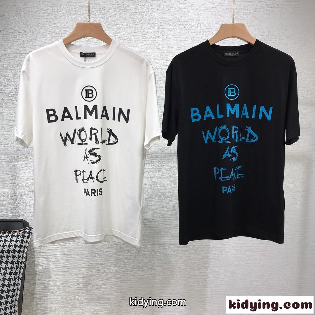 バルマン Tシャツ コピー 半袖 シンプル 合わせやすい クルーネック コットン-1