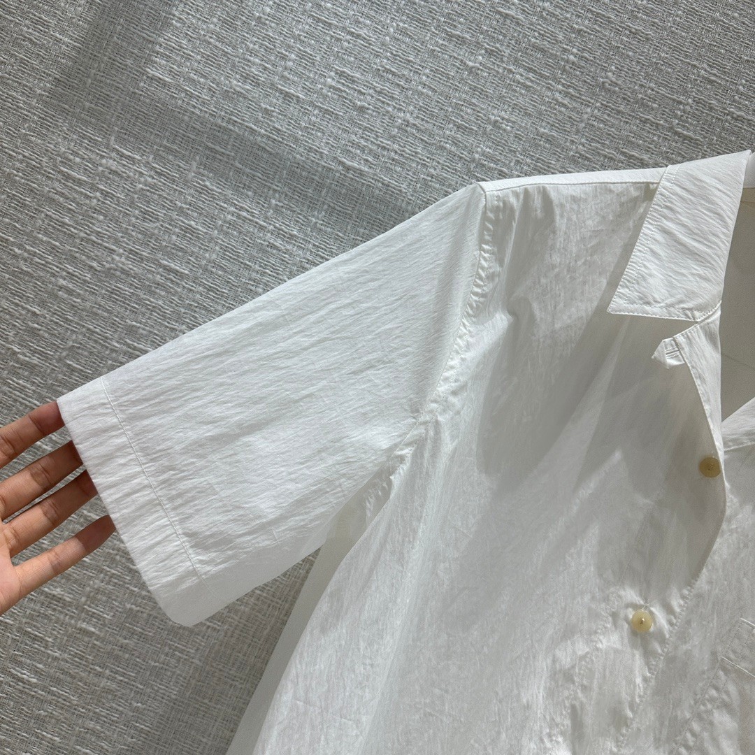 コットンブレンド クロップド シャツ ロエベ シャツ コピー ホワイト-1