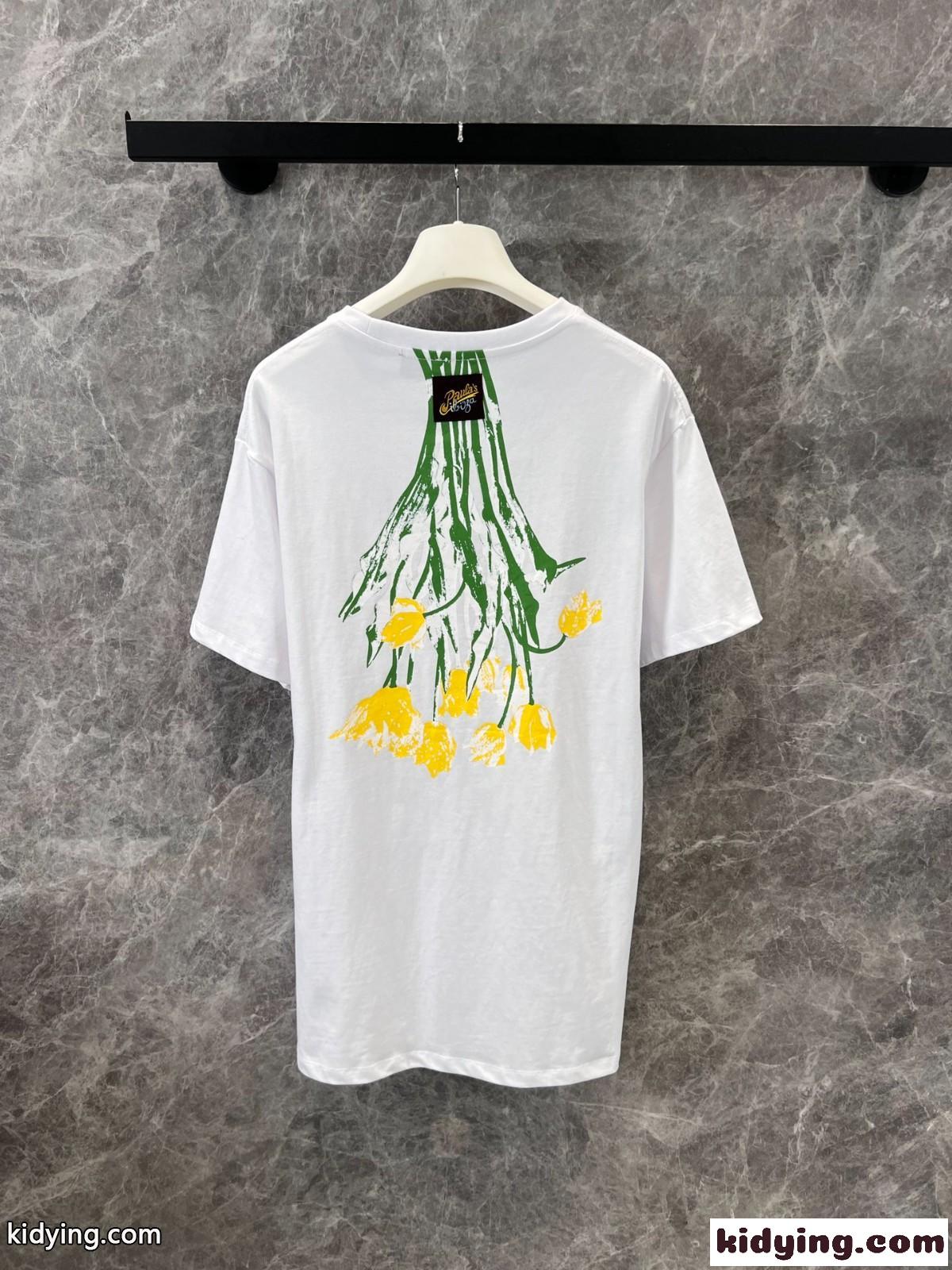 ユニセックス ゆったり 半袖Tシャツ ロエベ Tシャツ コピー コットン ホワイト-0