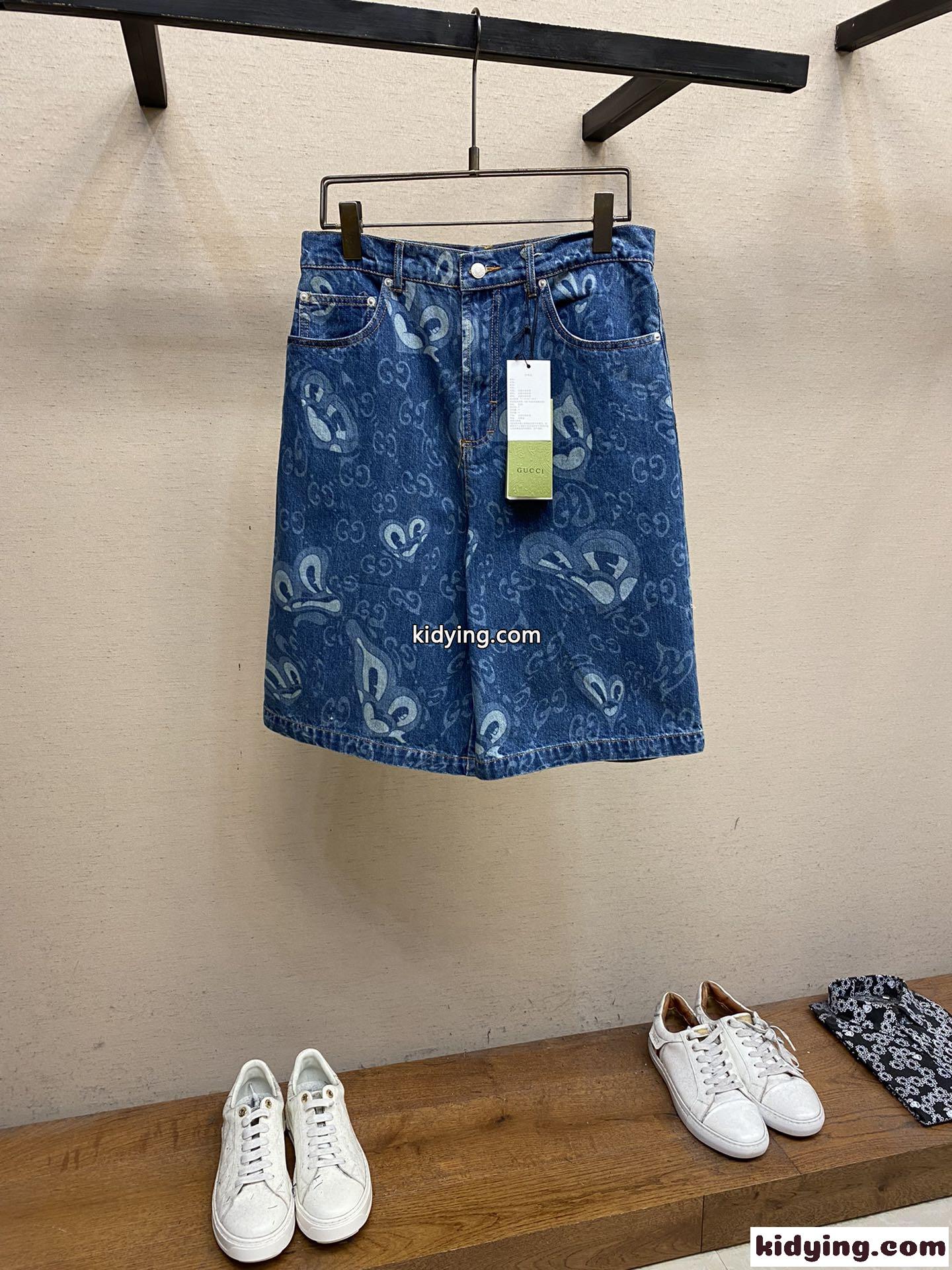 上品 カジュアル グッチ パンツ コピー メンズ デニム ショートパンツ-2