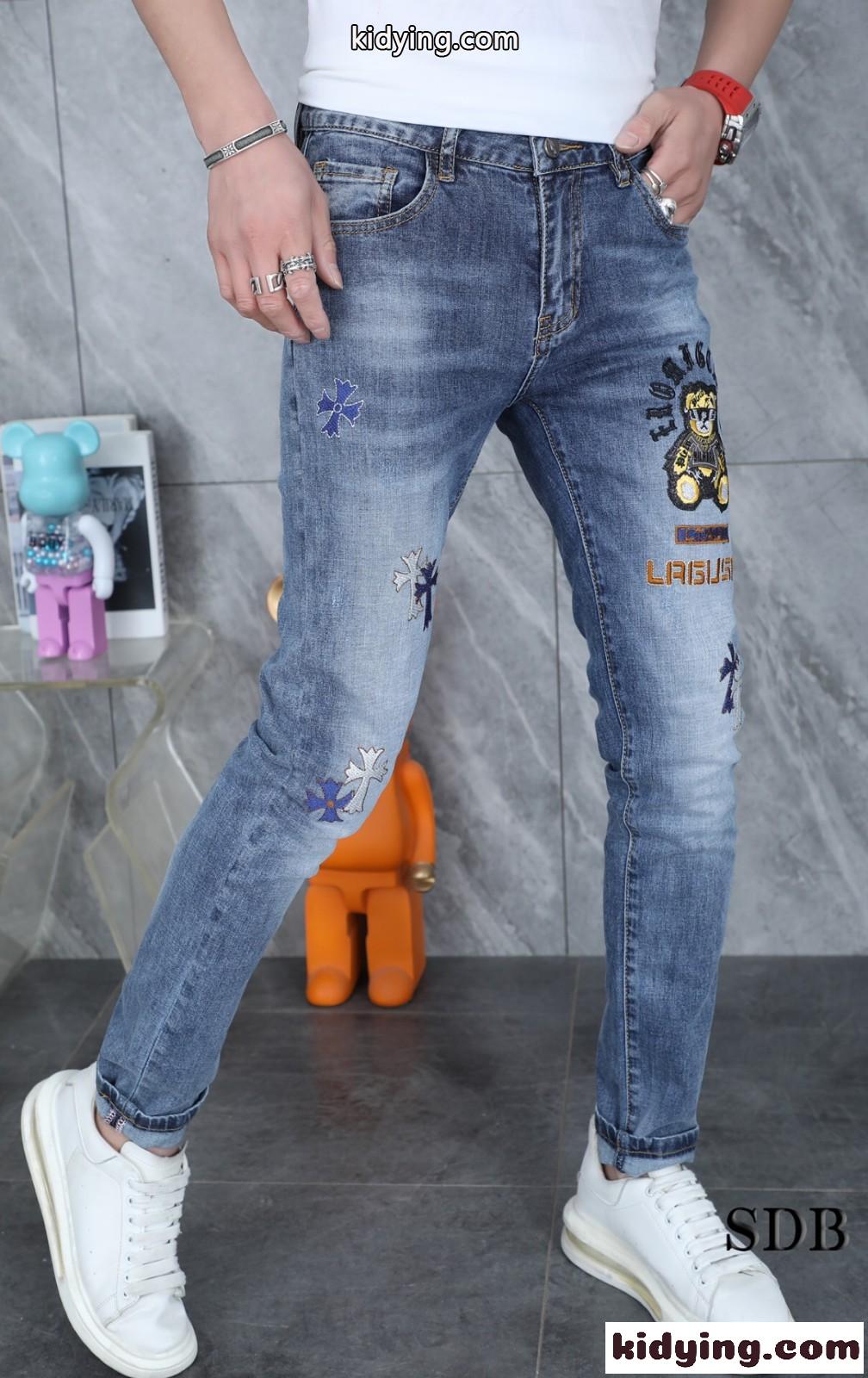 かっこいい カジュアル おしゃれ スリム 高品質 デニムパンツ クロムハーツ ジーンズ コピー メンズ 定番 人気-2