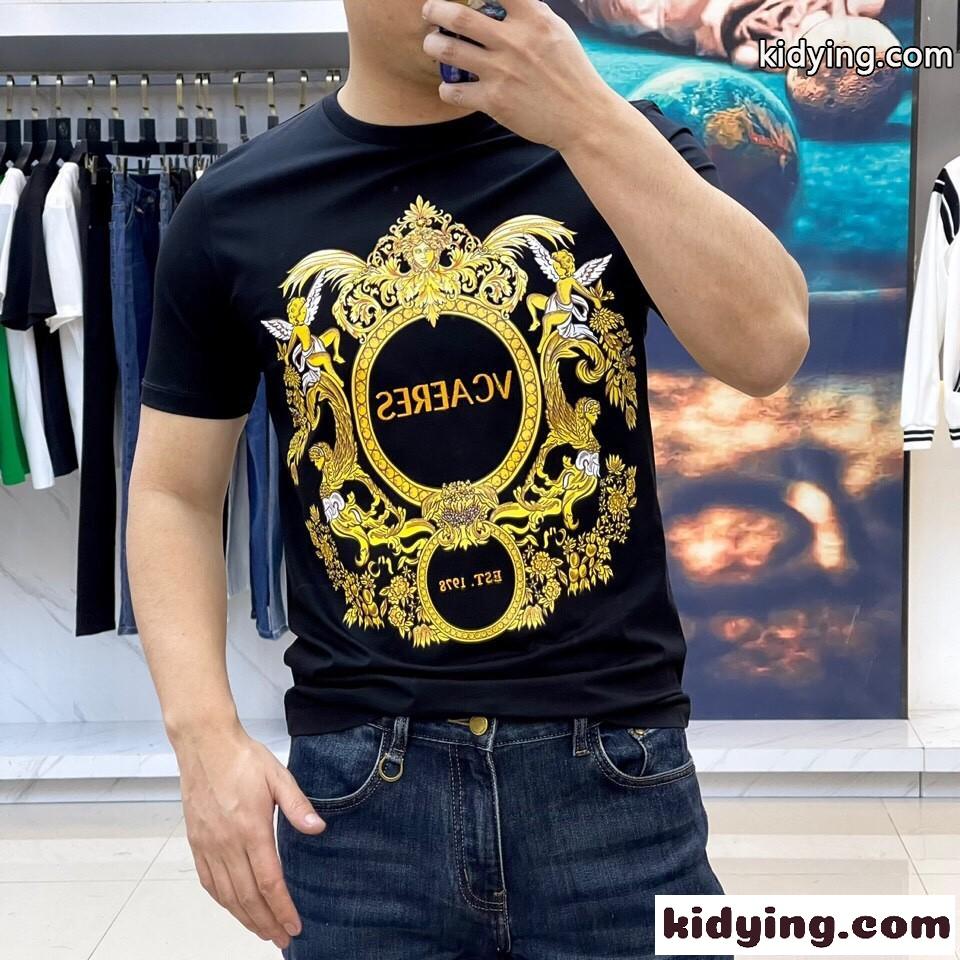 ヴェルサーチェ Tシャツ コピー バロック プリント 半袖 Tシャツ メンズ トップス-1