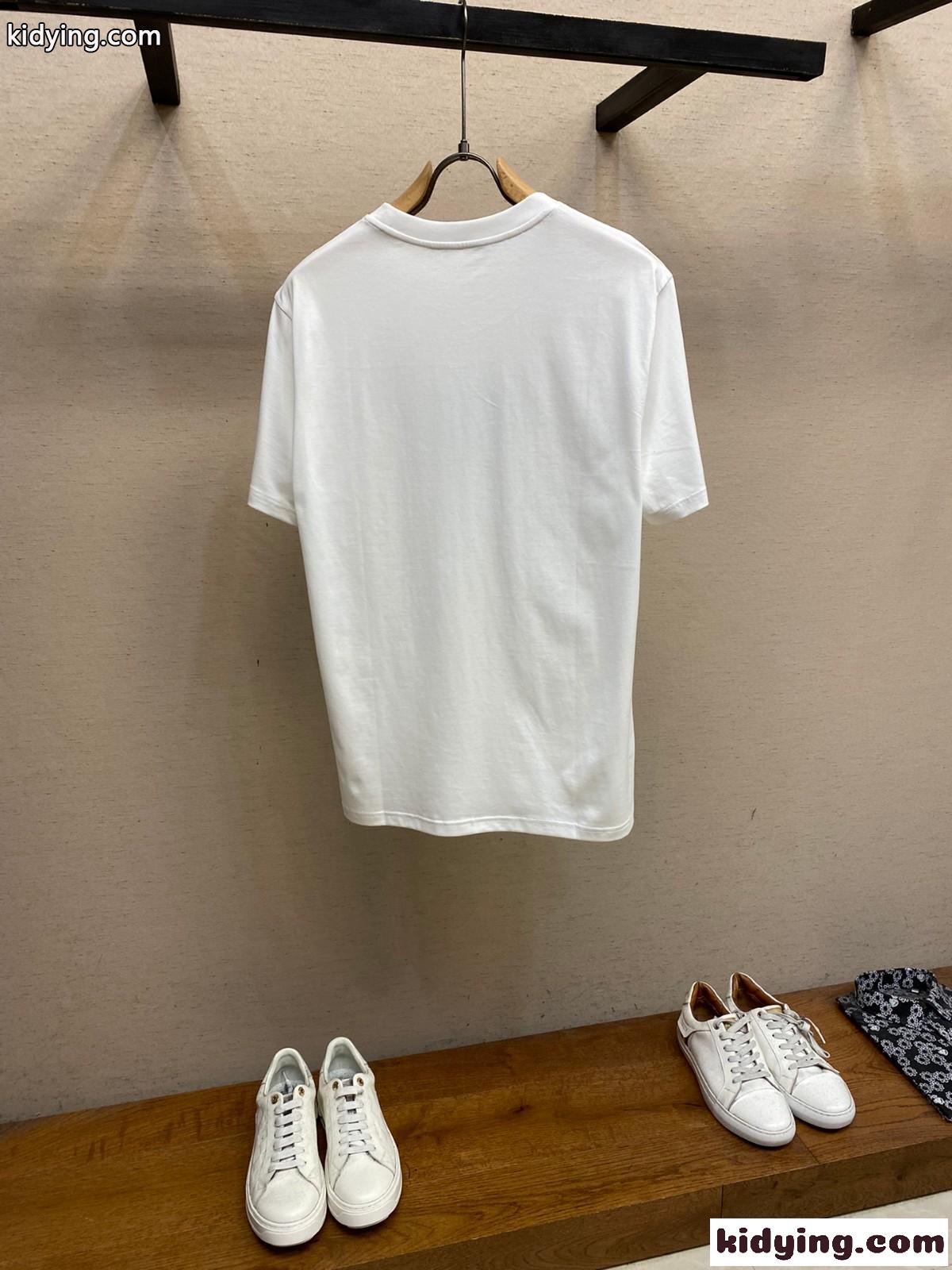 カジュアル ジバンシィ Tシャツ 偽物 プリント クルーネック コットン 半袖Tシャツ ホワイト-1