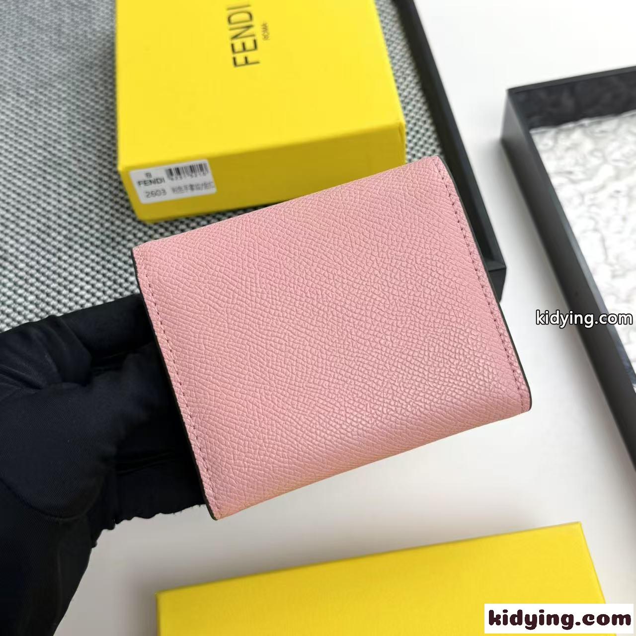 人気 コンパクト 三つ折り財布 フェンディ 財布 スーパーコピー ウォレット ピンク-2