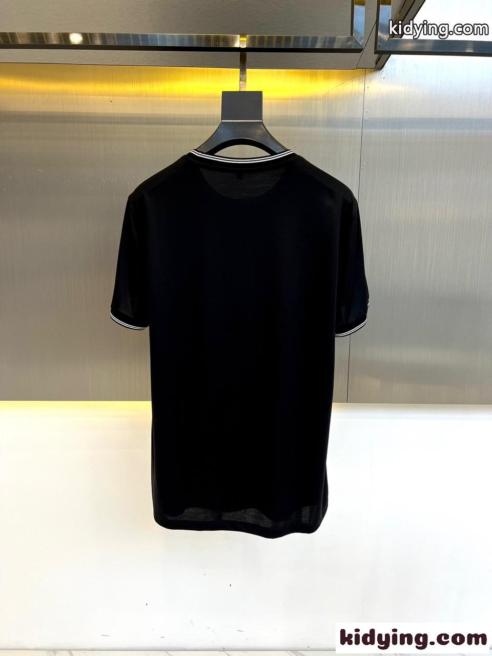 カジュアル ロゴ プラダ 半袖Tシャツ コピー クルーネック ブラック-4