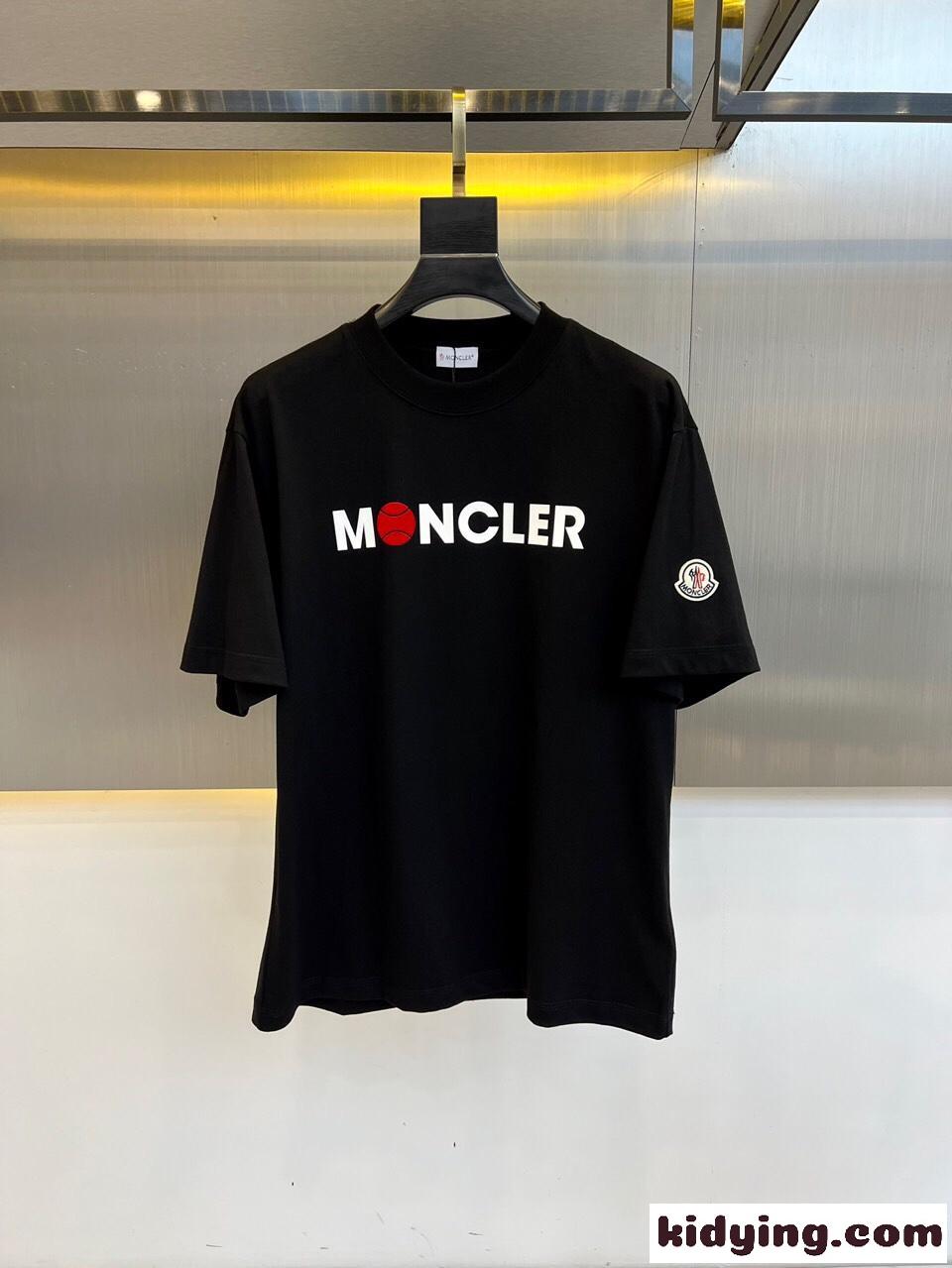 定番 おしゃれ ロゴ クルーネック モンクレール 半袖Tシャツ コピー ブラック-0