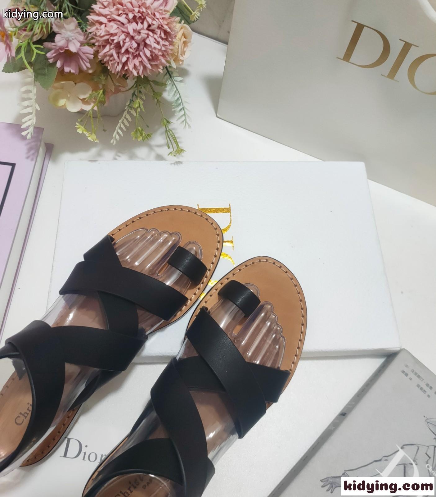 Dioriviera Dior Sun トゥリング サンダル クリスチャン・ディオール サンダル コピー ブラック-1