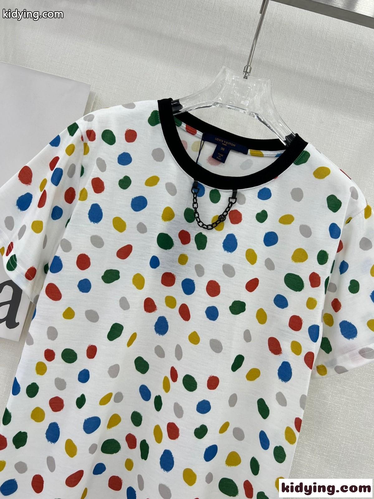 LV × YK ペインティッド ドット Tシャツ ルイヴィトン Tシャツ コピー 人気 おしゃれ-3