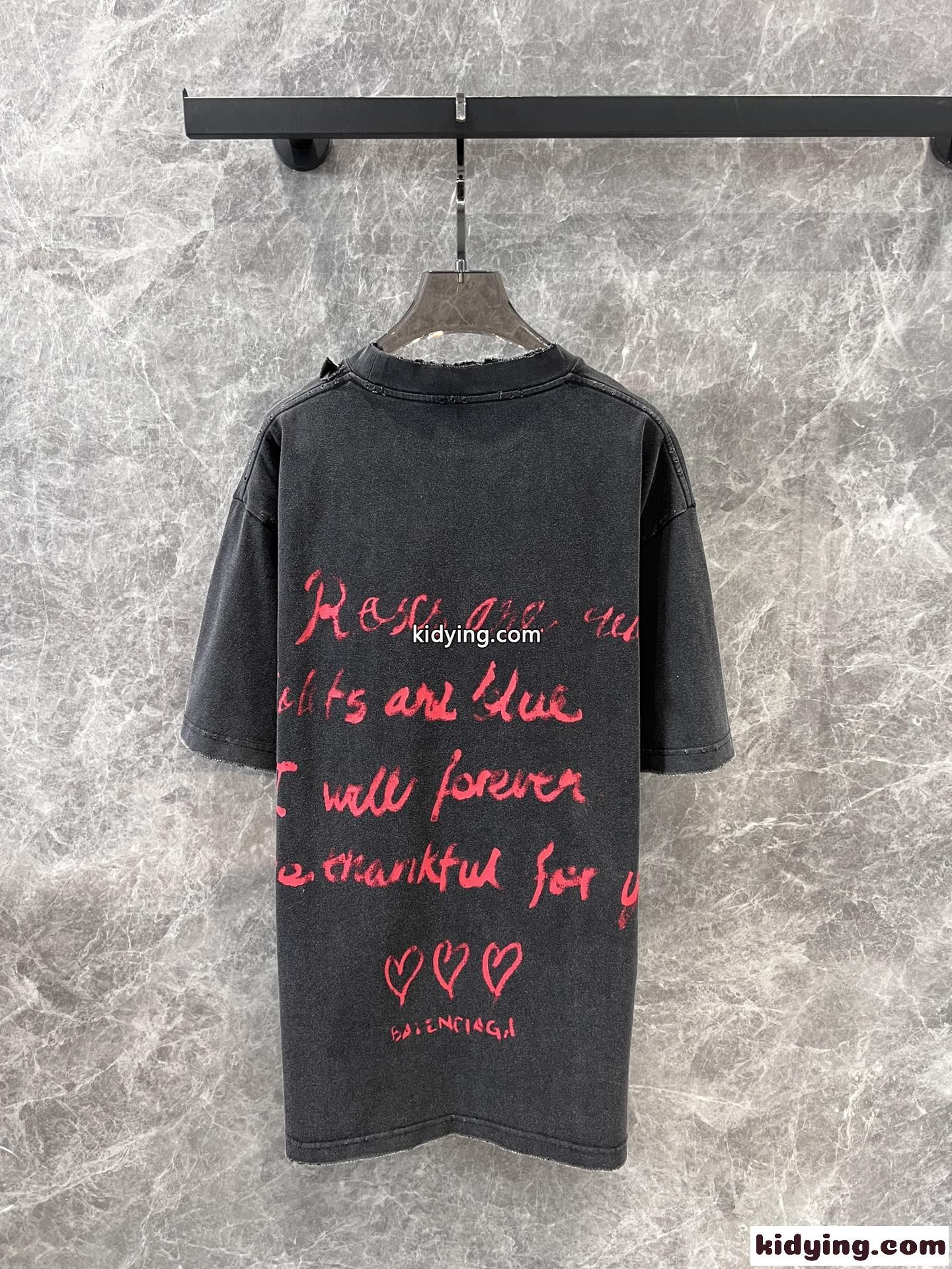 プリント入り オーバーサイズ 半袖Tシャツ バレンシアガ Tシャツ コピー ブラック-5
