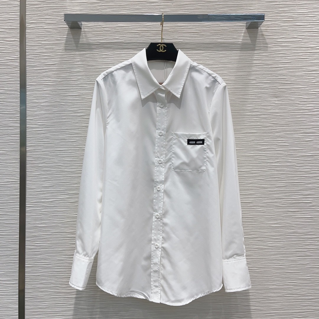 洗練された クラシック ロゴ ロングスリーブシャツ ミュウミュウ シャツ コピー-1