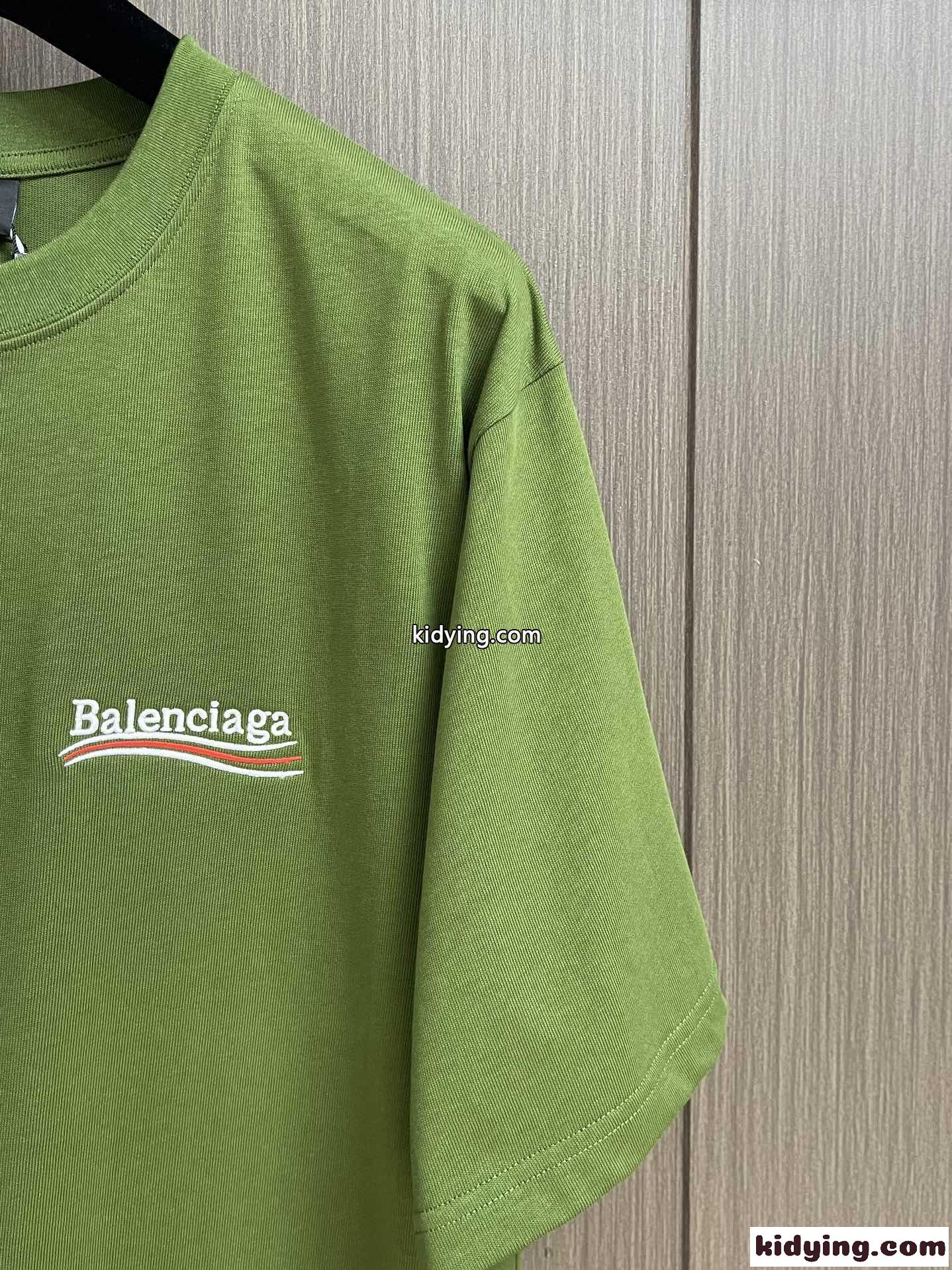 人気 POLITICAL CAMPAIGN 半袖Tシャツ バレンシアガ Tシャツ コピー グリーン-2