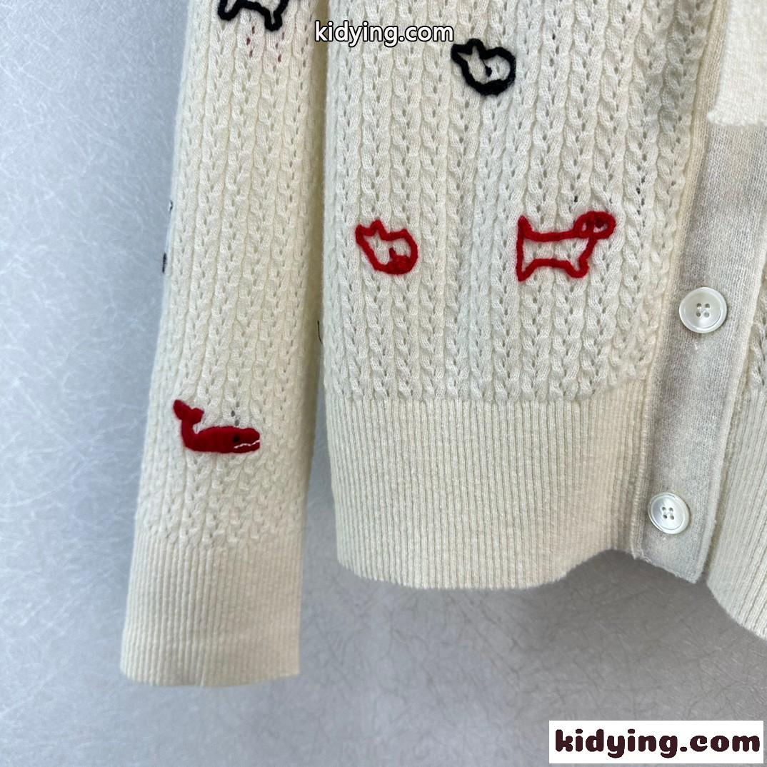 可愛い 刺繍入り ポロカーディガン トムブラウン ニット コピー レディース-3