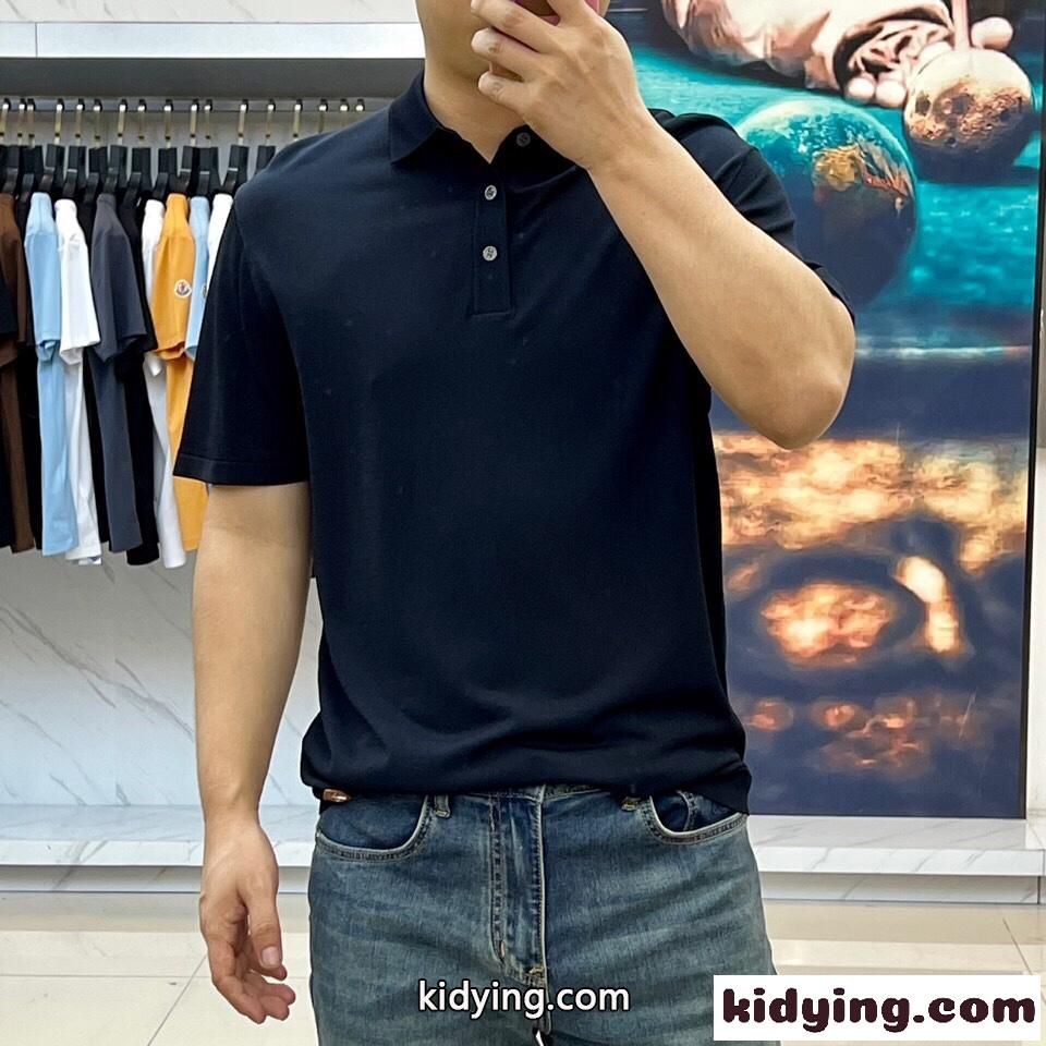 着心地抜群 エルメネジルド・ゼニア 半袖Tシャツ コピー 春夏 ポロシャツ ネイビー-2