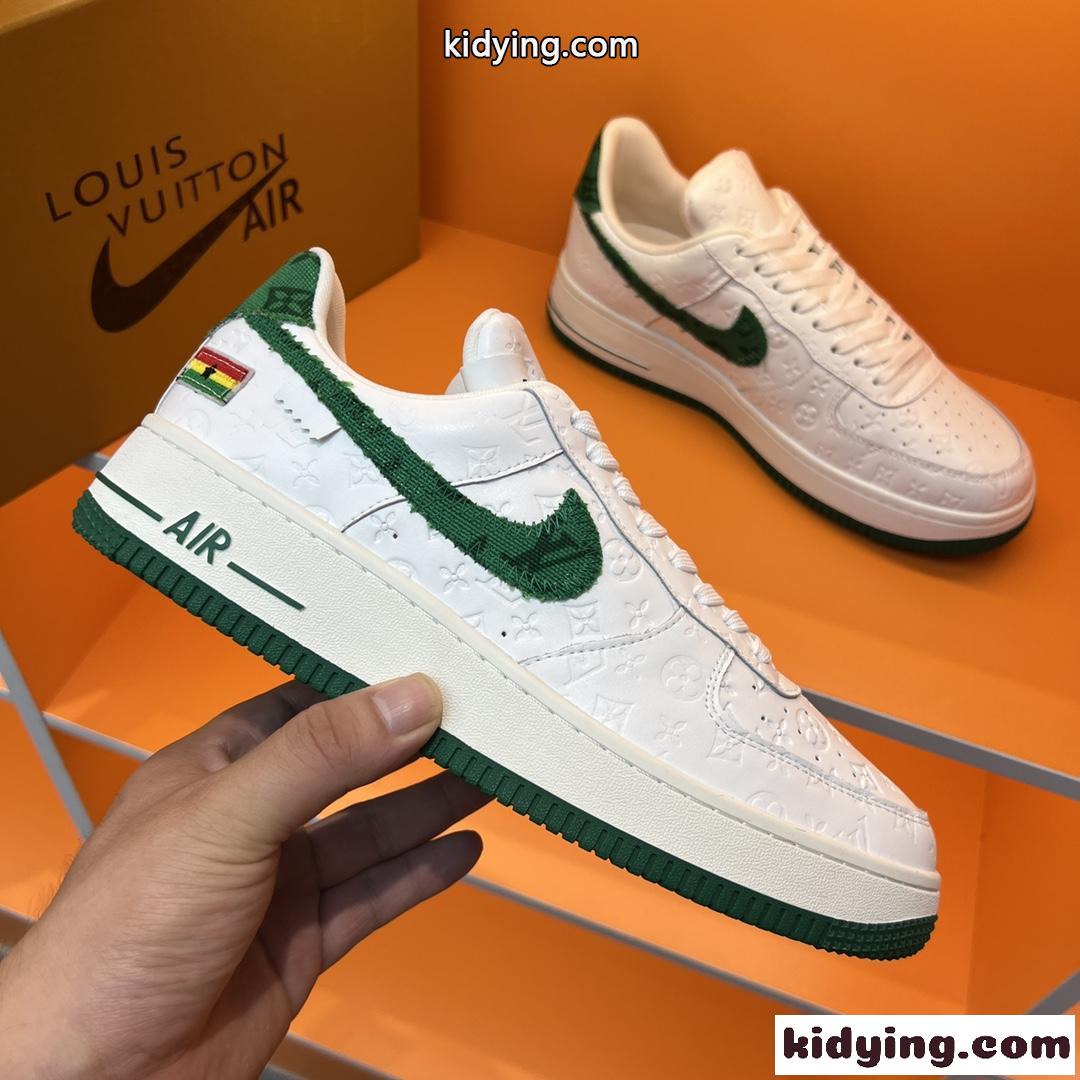 LV x OFF-WHITE x Nike おしゃれ カジュアル オフホワイト スニーカー コピー レースアップ 人気-4