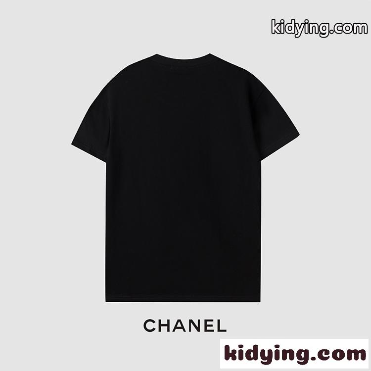 シンプル ロゴ プリント クルーネック シャネル tシャツ コピー 半袖 合わせやすい トップス-0