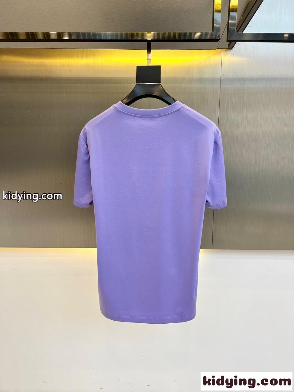 シンプル おしゃれ 半袖Tシャツ ヴェルサーチェ Tシャツ コピー クルーネック パープル-3