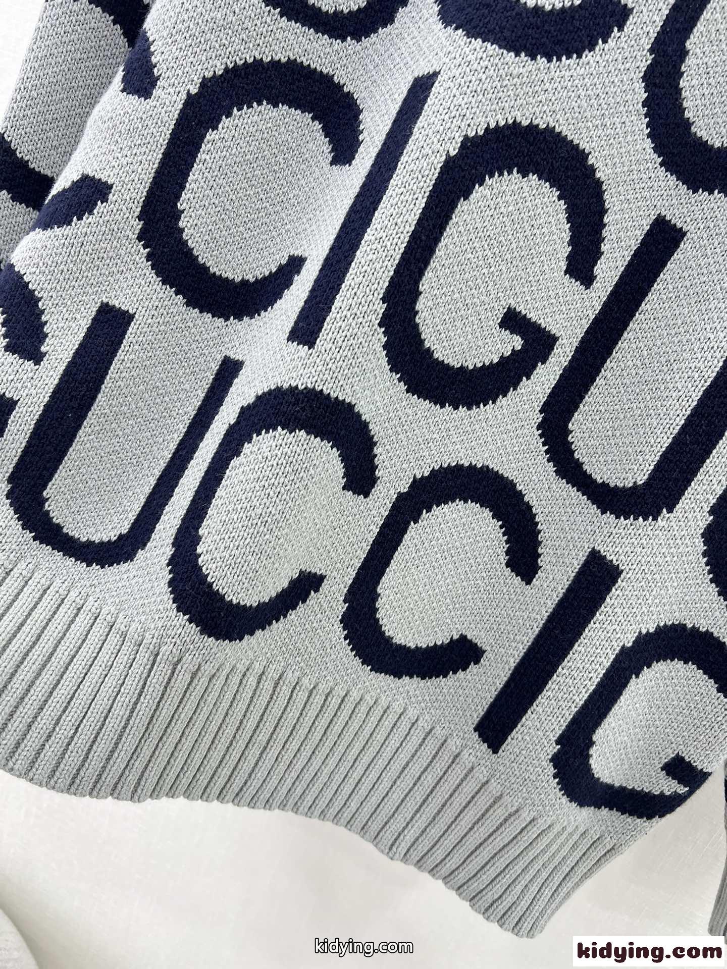 GUCCI インターシャ ウール セーター グッチ セーター コピー グレー-4