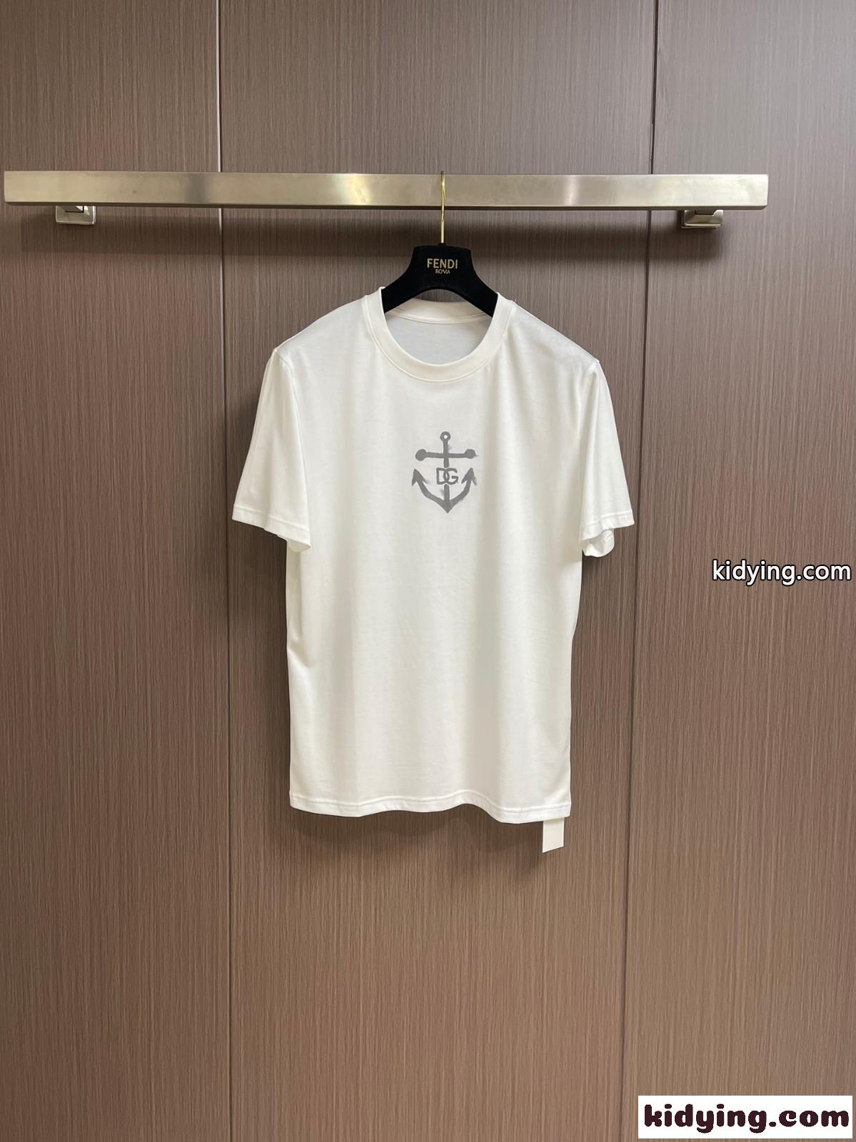 マリーナプリント クルーネック ドルチェ&ガッバーナ 半袖Tシャツ コピー ホワイト-0