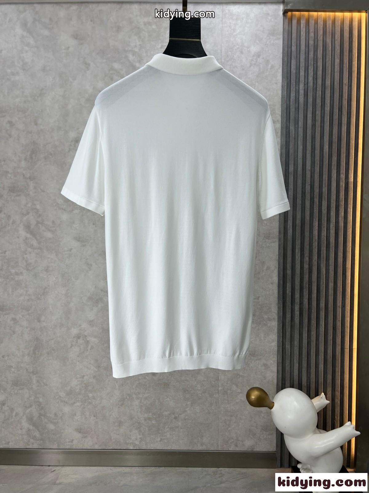 カジュアル ロゴプレート ポロシャツ ドルチェ&ガッバーナ 半袖Tシャツ コピー ホワイト-1