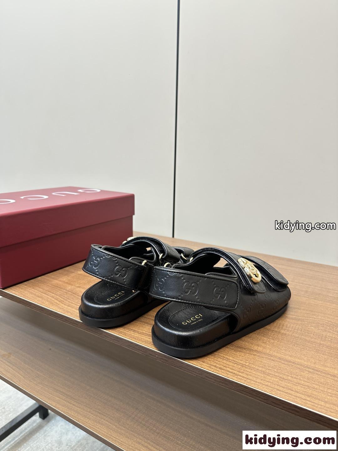 春夏人気 グッチ ダブルG ウィメンズ サンダル スーパーコピー ブラック-2