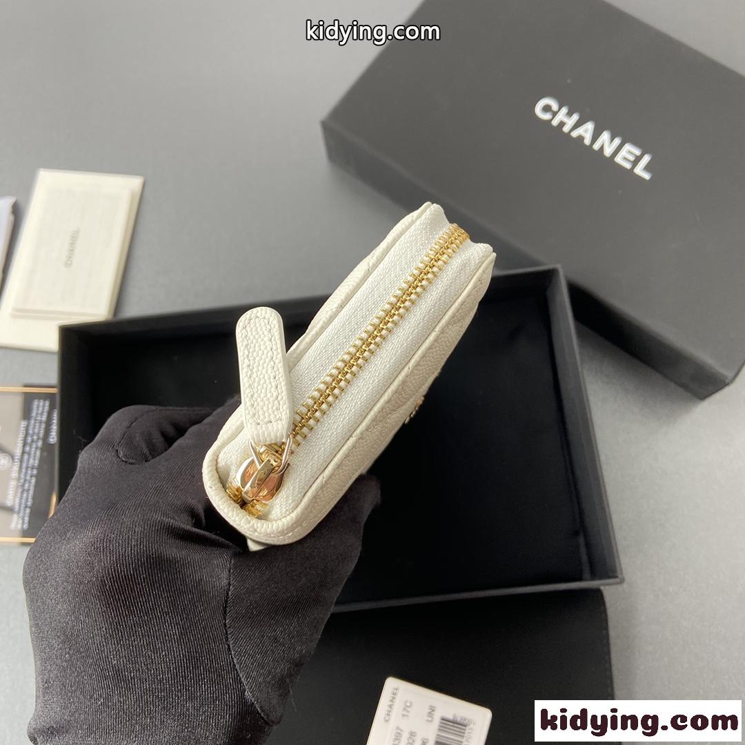 定番 ラウンドファスナー 長財布 シャネル 財布 スーパーコピー ホワイト-3