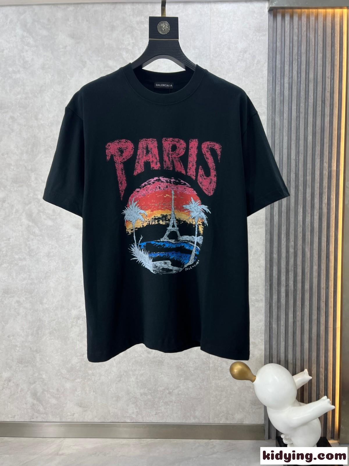 PARIS TROPICAL 半袖Tシャツ バレンシアガ Tシャツ コピー ブラック-1