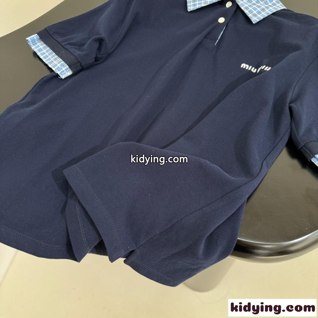 ピケxポプリン ポロシャツ ミュウミュウ Tシャツ コピー ショートスリーブ-3