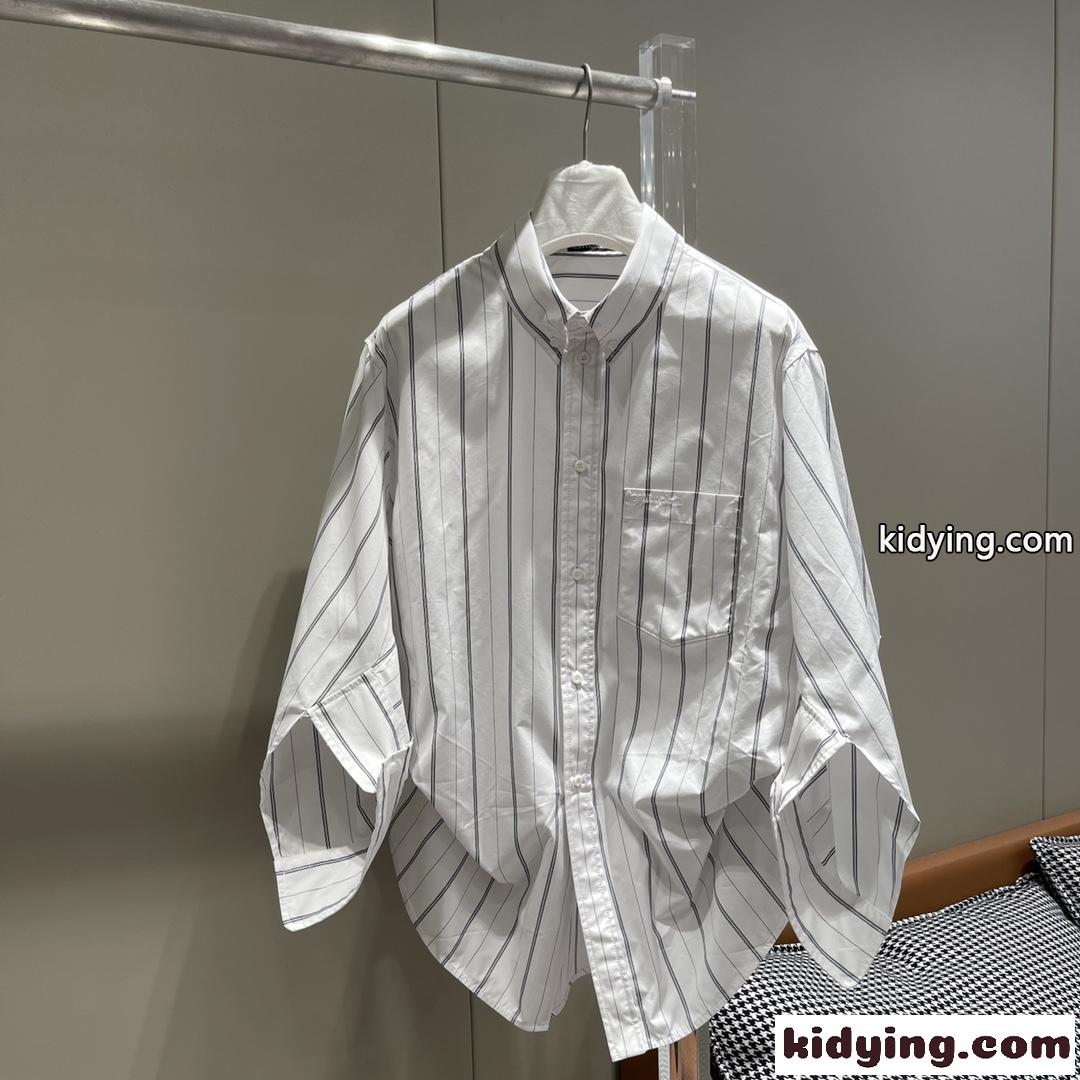 BB Corp Swing Twisted ストライプシャツ バレンシアガ シャツ コピー ドルマンスリーブ-1