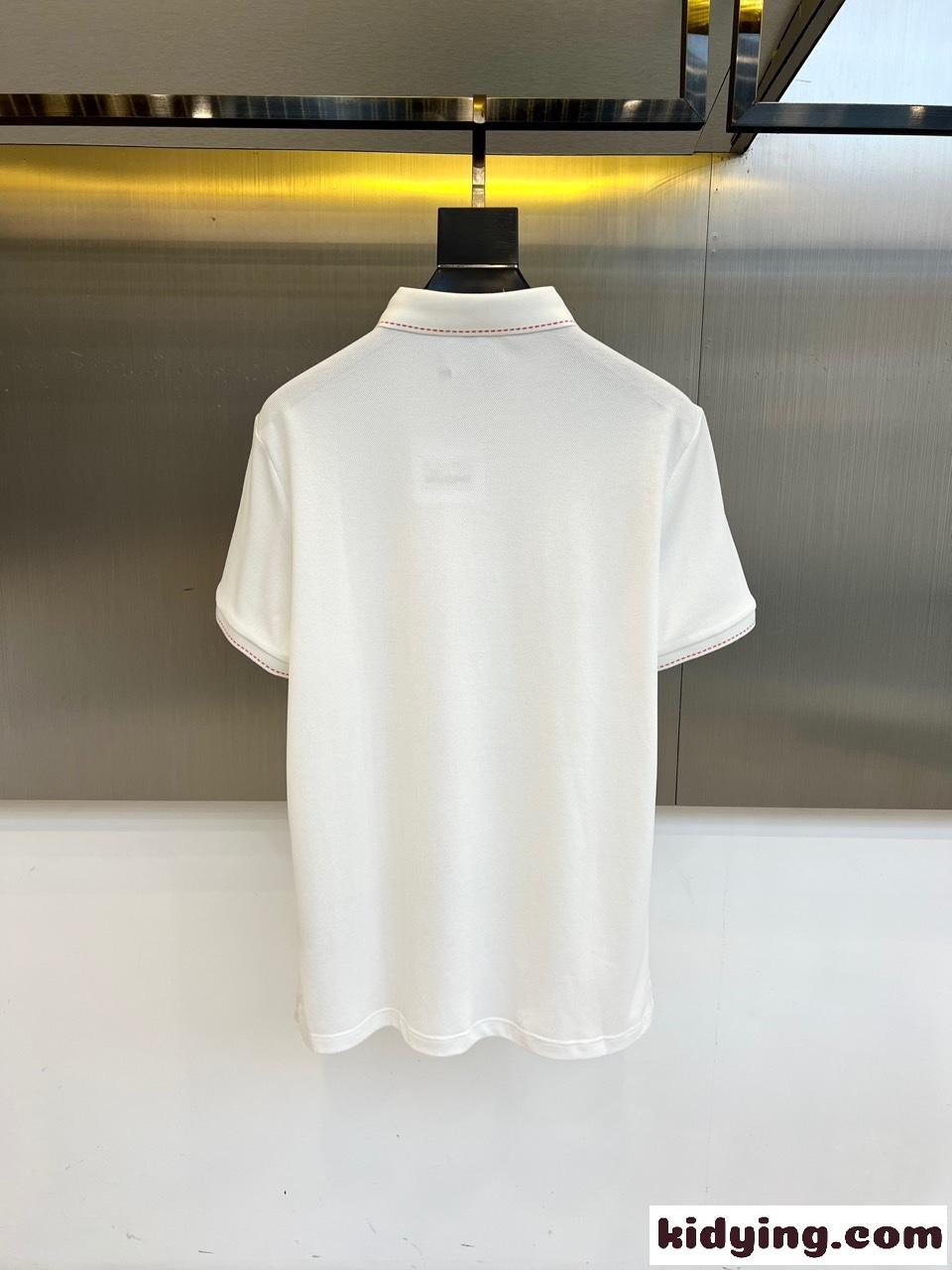 カジュアル 上品 刺繍入り ポロシャツ エルメス Tシャツ 偽物 半袖トップス ホワイト-3