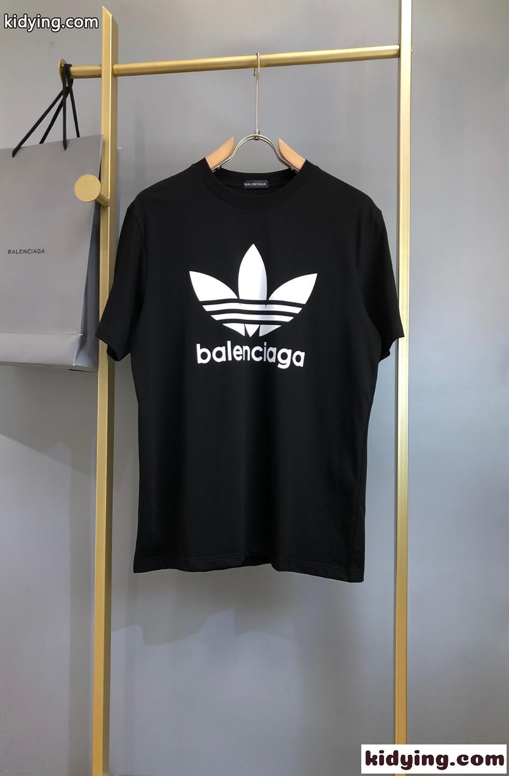 バレンシアガ Tシャツ コピー 半袖 人気 BALENCIAGA×adidas ロゴプリント トップス-1