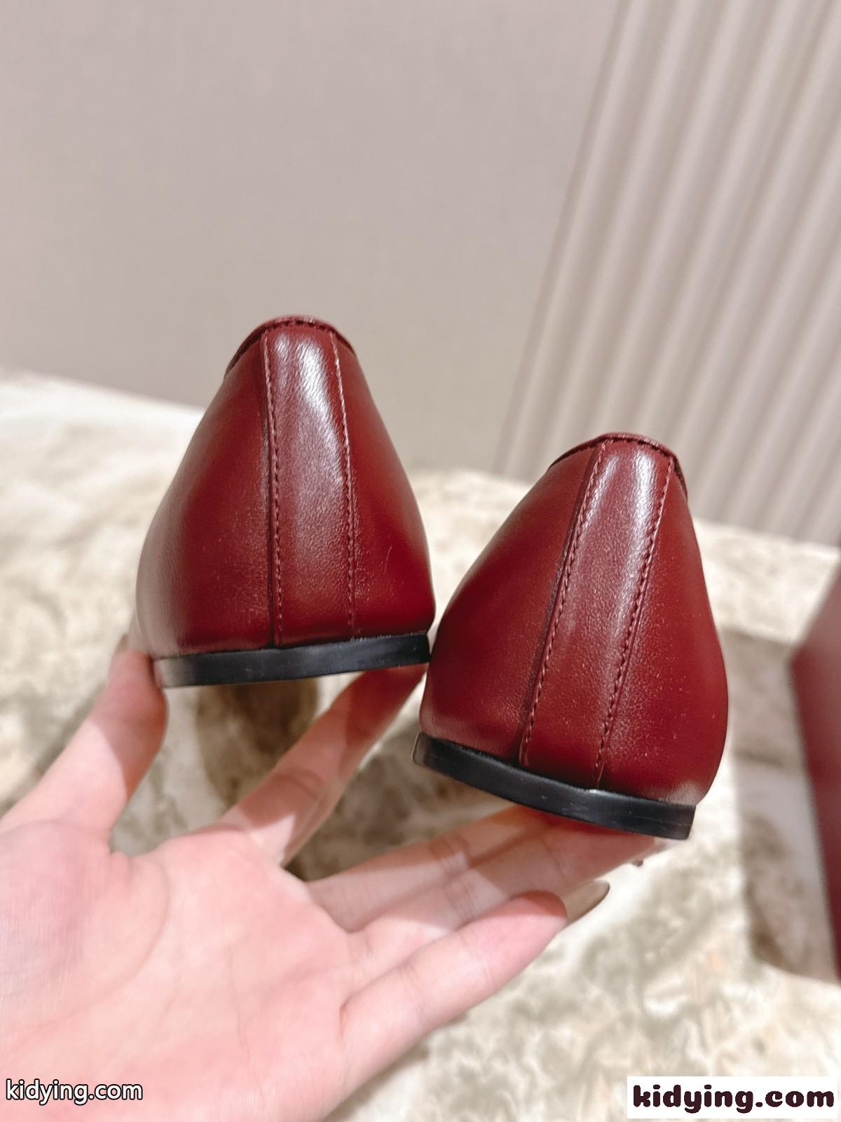 ダブルG付き ウィメンズ フラットバレエシューズ グッチ スーパーコピー レッド-3