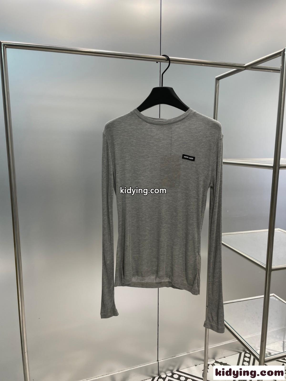 ジャージー リブ編み 長袖Tシャツ ミュウミュウ Tシャツ コピー カジュアル-0