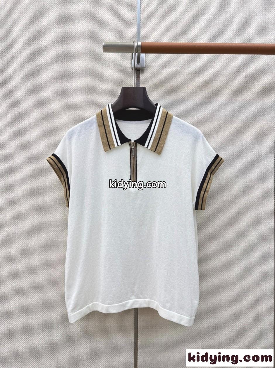 上品 カジュアル ハーフジップ ニットポロ バーバリー ニット コピー ホワイト-2