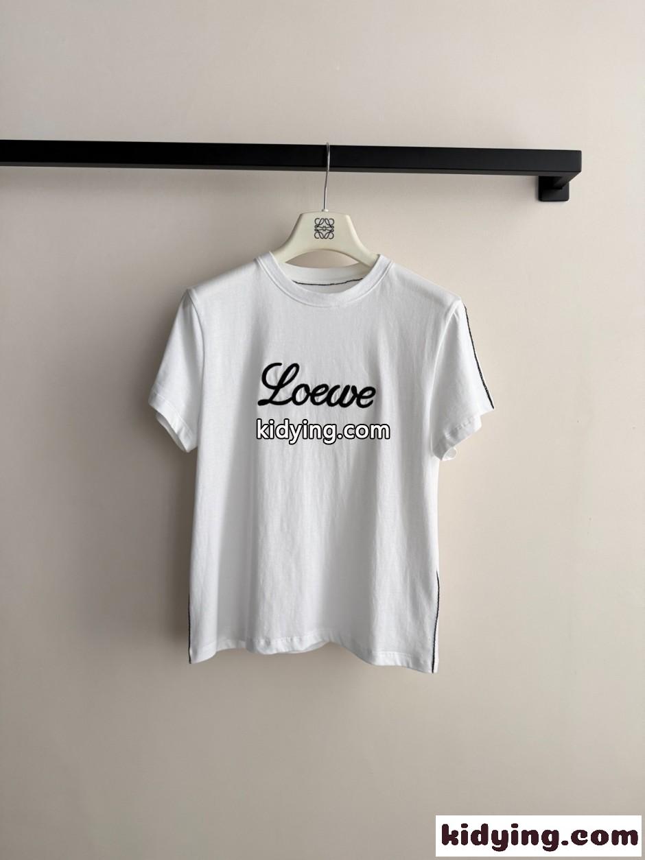ベーシック 合わせやすい ロゴ入り 半袖Tシャツ ロエベ Tシャツ 偽物 ホワイト-0