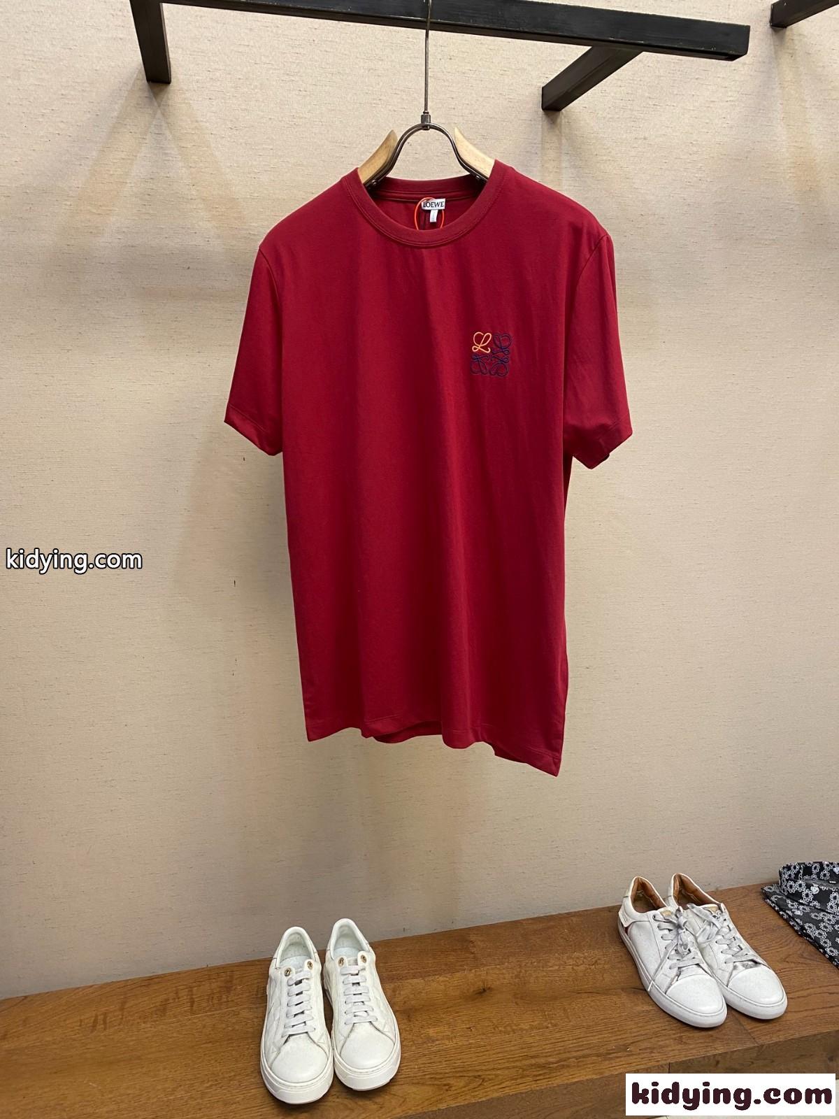 シンプル アナグラム コットンTシャツ ロエベ Tシャツ コピー 半袖トップス-0
