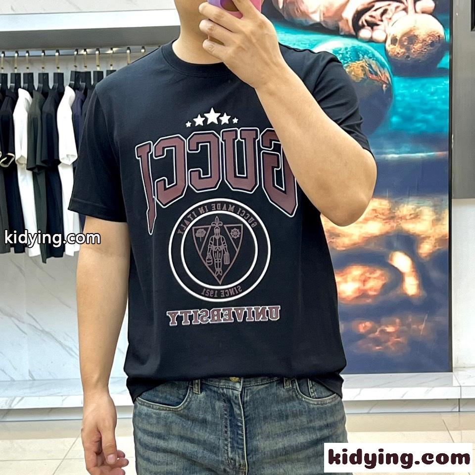 シンプル お洒落 ロゴ コットン 半袖Tシャツ グッチ Tシャツ コピー ブラック-2