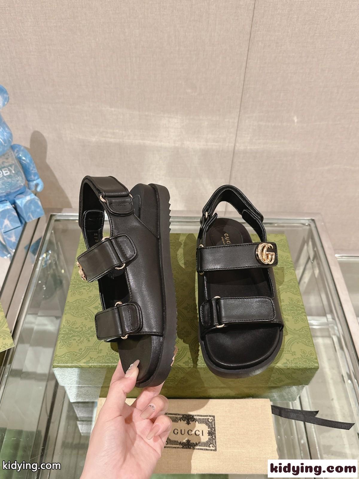 人気 ダブルG付き ウィメンズ サンダル グッチ サンダル コピー レザー-2