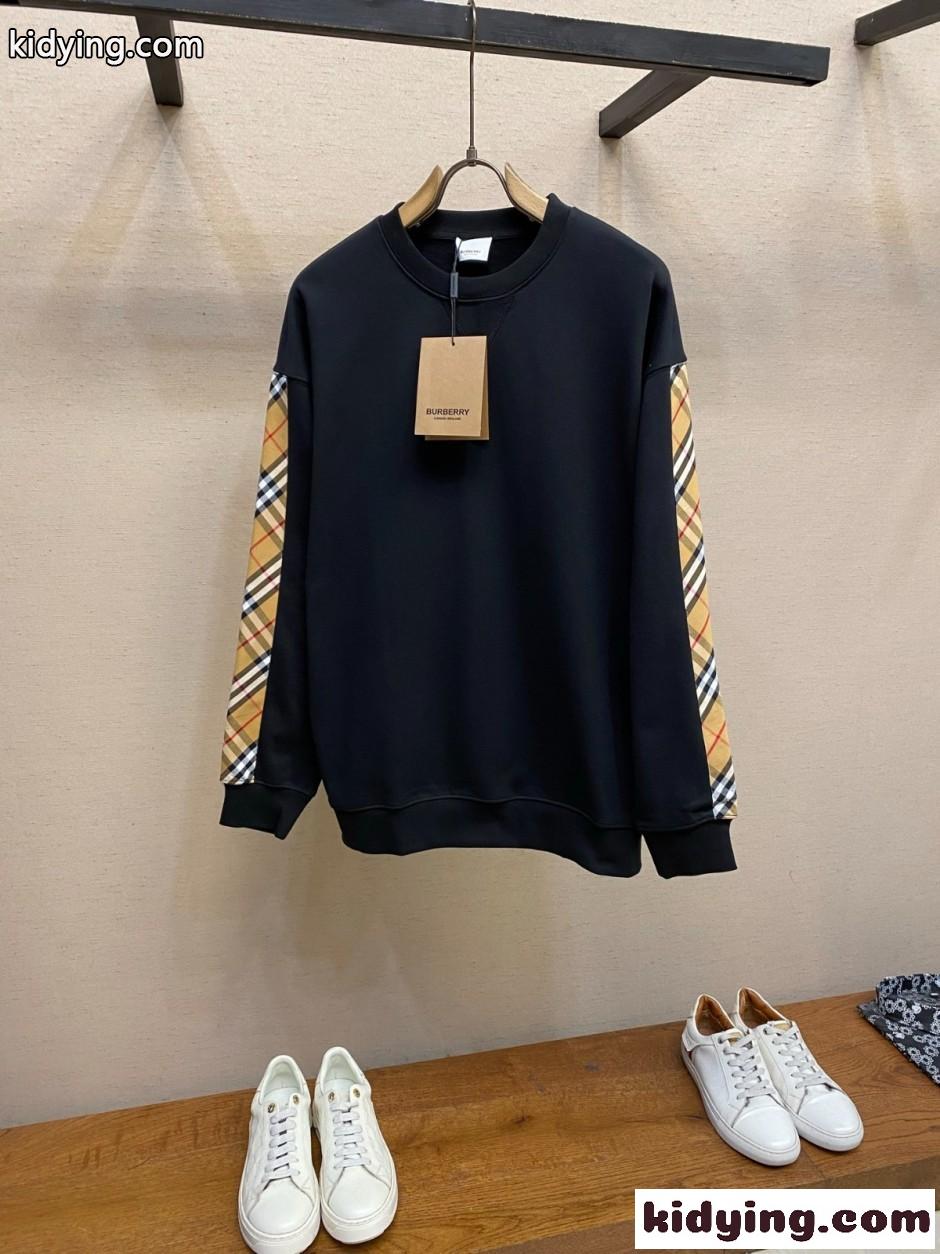 スタイリッシュ コットン スウェットシャツ バーバリー Tシャツ 偽物 ブラック-0
