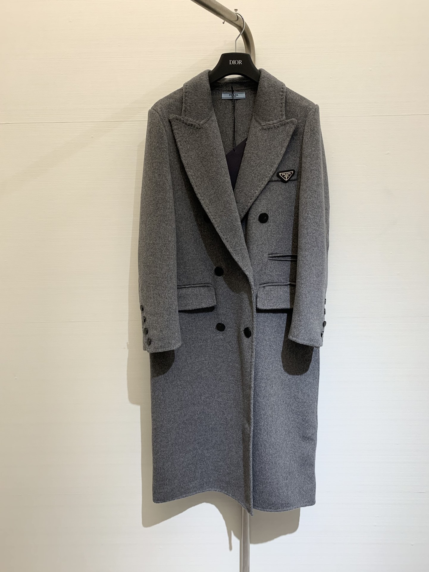 プラダトップススーパーコピー 人気品 ロングコート ジャケット ウール 優雅 保温 グレイ-0